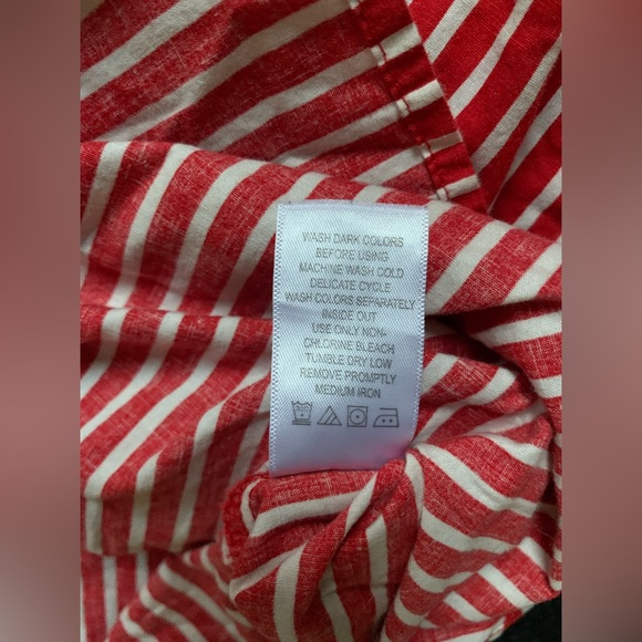 Roaman’s Women’s Red/ White Striped Button-Up Longsleeve Shirt Plus 16w PreOwned - Picture 11 of 12